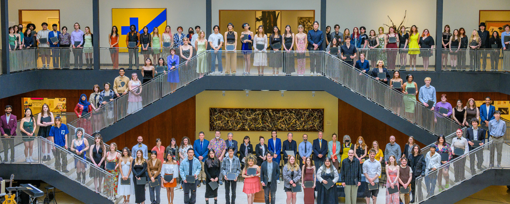 group of students on stairs