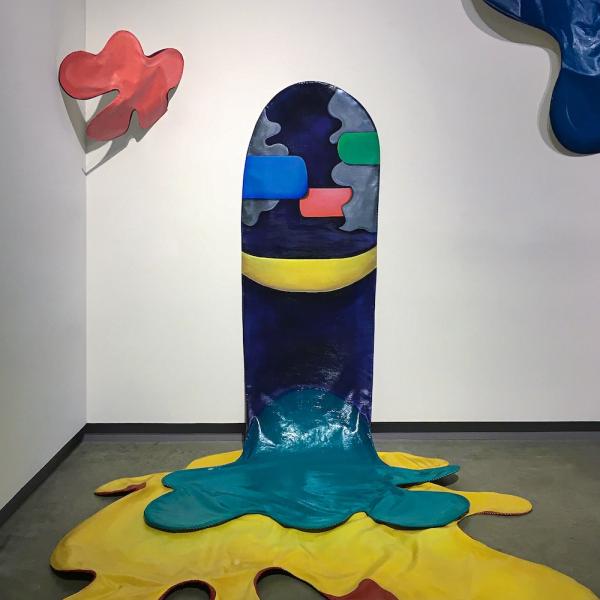 Caitlyn D’Amico. Gateway to the Mind (The Portal), 2021. Acrylic on canvas, acrylic varnish, galvanized wire, and embroidery thread.