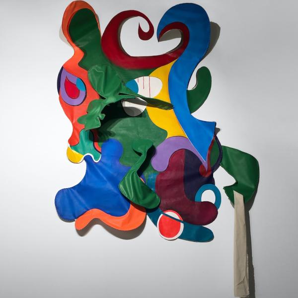 Caitlyn D’Amico. Things Are Looking Up, 2020. Acrylic on muslin, galvanized wire, and embroidery thread.