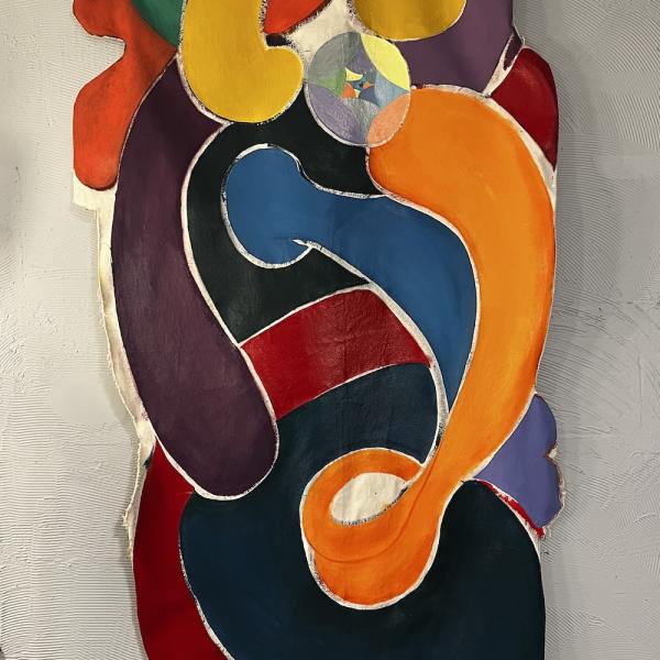 Caitlyn D’Amico. My Genie, 2023–25. Acrylic on canvas, galvanized wire, embroidery thread, and polyester fiber fill.