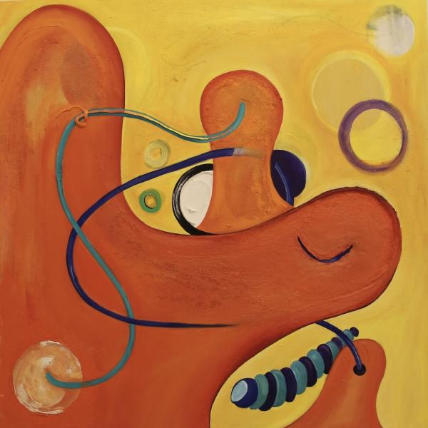 Caitlyn D’Amico. BIG!, 2019. Acrylic, glass bead gel, and caulk on canvas.